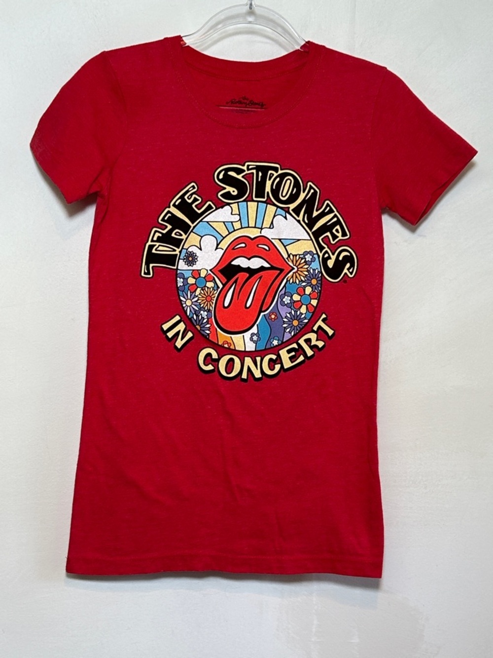 Rolling Stones Graphic Band Tee Red Band T Shirt Classic Rock Tongue Logo Small